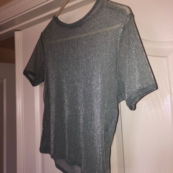Brandy Melville Cropped Blue Glitter Top - Picture 3 of 5